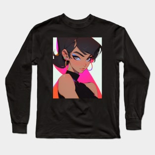 Feisty Fashionista - Pop Art Portrait - AI Long Sleeve T-Shirt